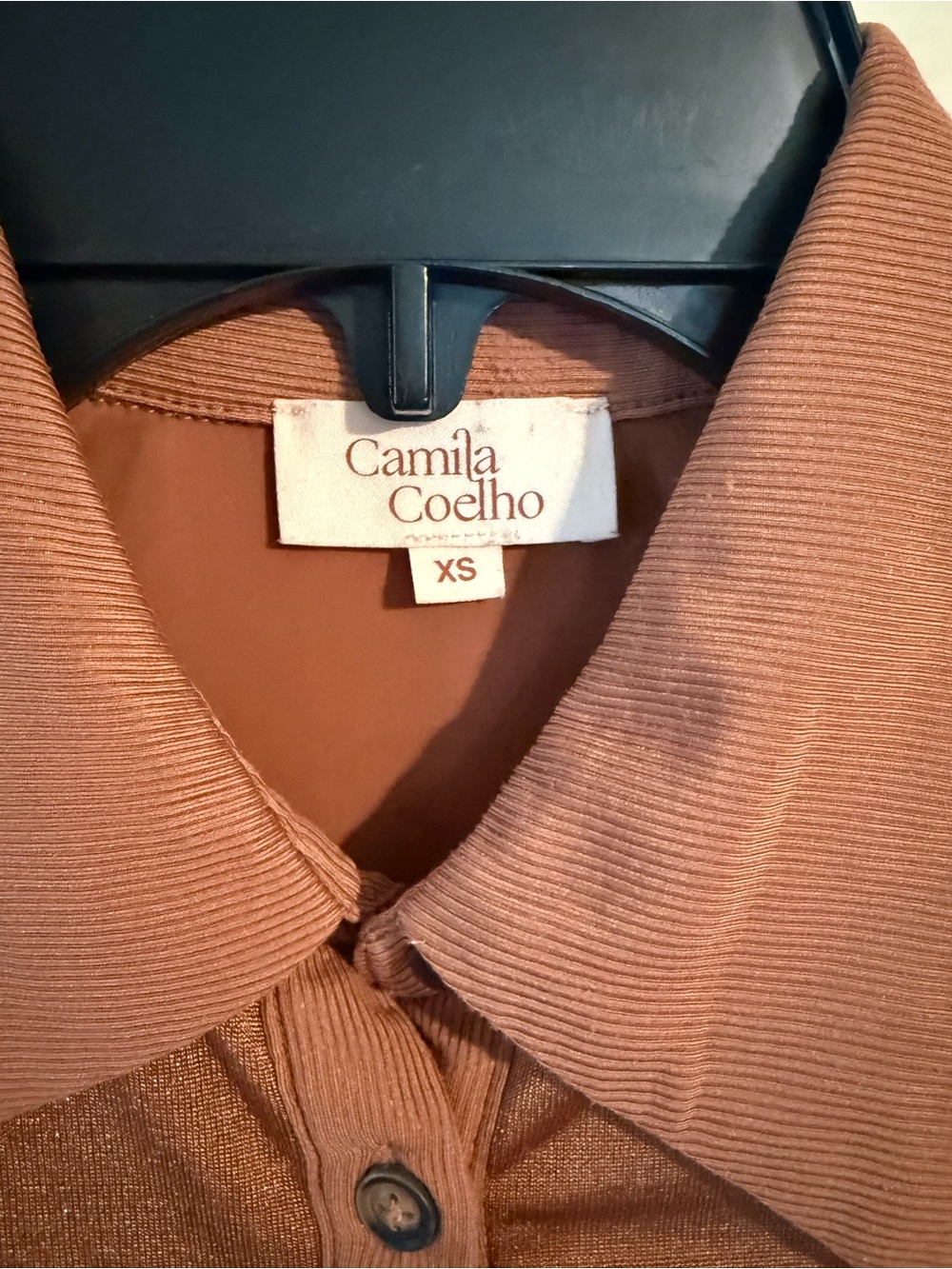 Camila Coelho Copper Brown Fitted Button Up Dress with lining Size XS